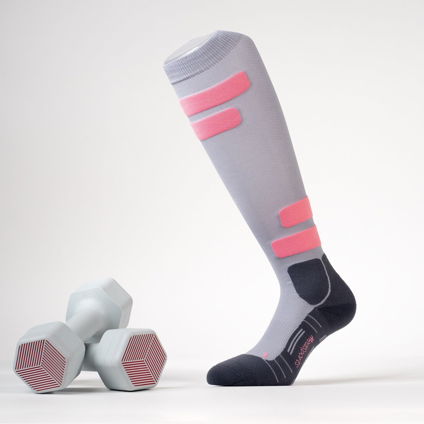 MediSports Ignite Performance Socks (20-30 mmHg) - Grey/Pink